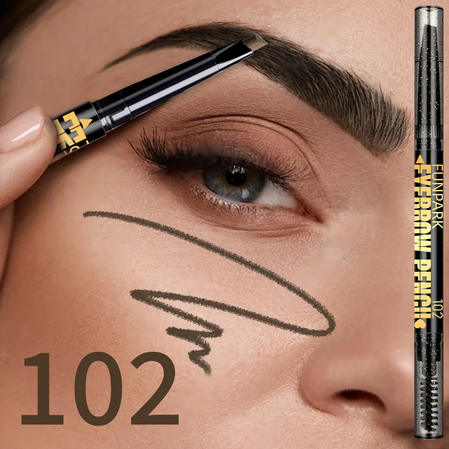 5 色薄頭両頭アイブロウペンシル防水ブラックブラウン自動回転ブラシ付きアイ韓国メイクアップギフト化粧品