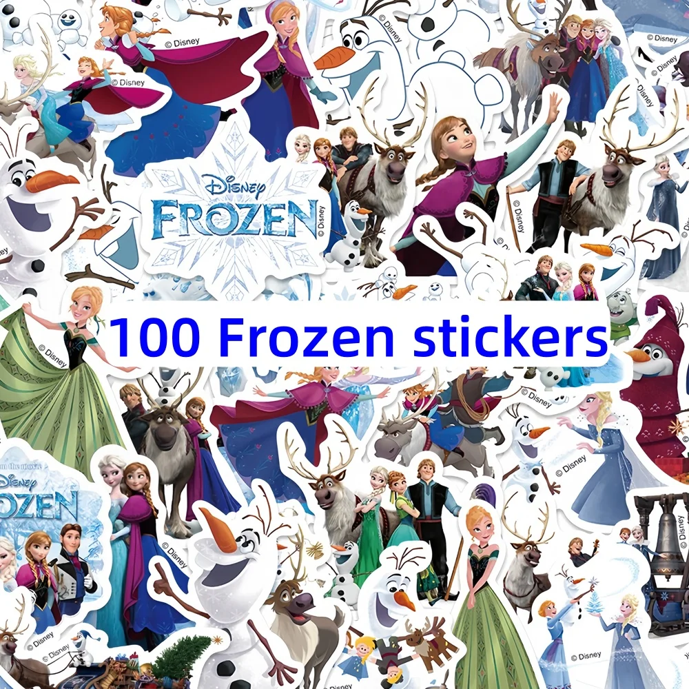 100 قطعة، ملصقات إلسا برينسيس المعبأة، ملصقات ذاتية اللصق غير متكررة لندفة الثلج آنا، ملصقات مقاومة للماء لأجهزة الكمبيوتر المحمولة، #6