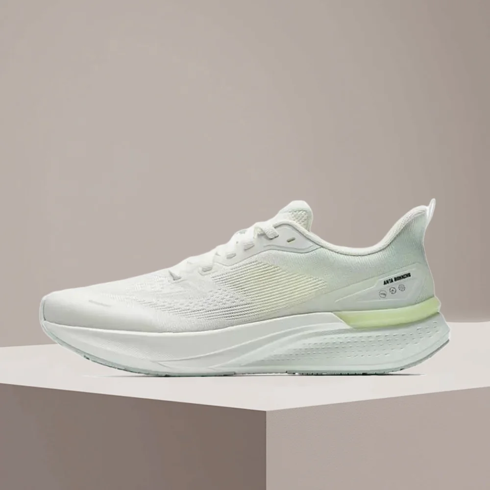 Anta Hydrogen Run 7 Women's Running Shoes  Comfortable, Stylish, Cushioned & Lightweight Low-Top, White/Green 122525541-4