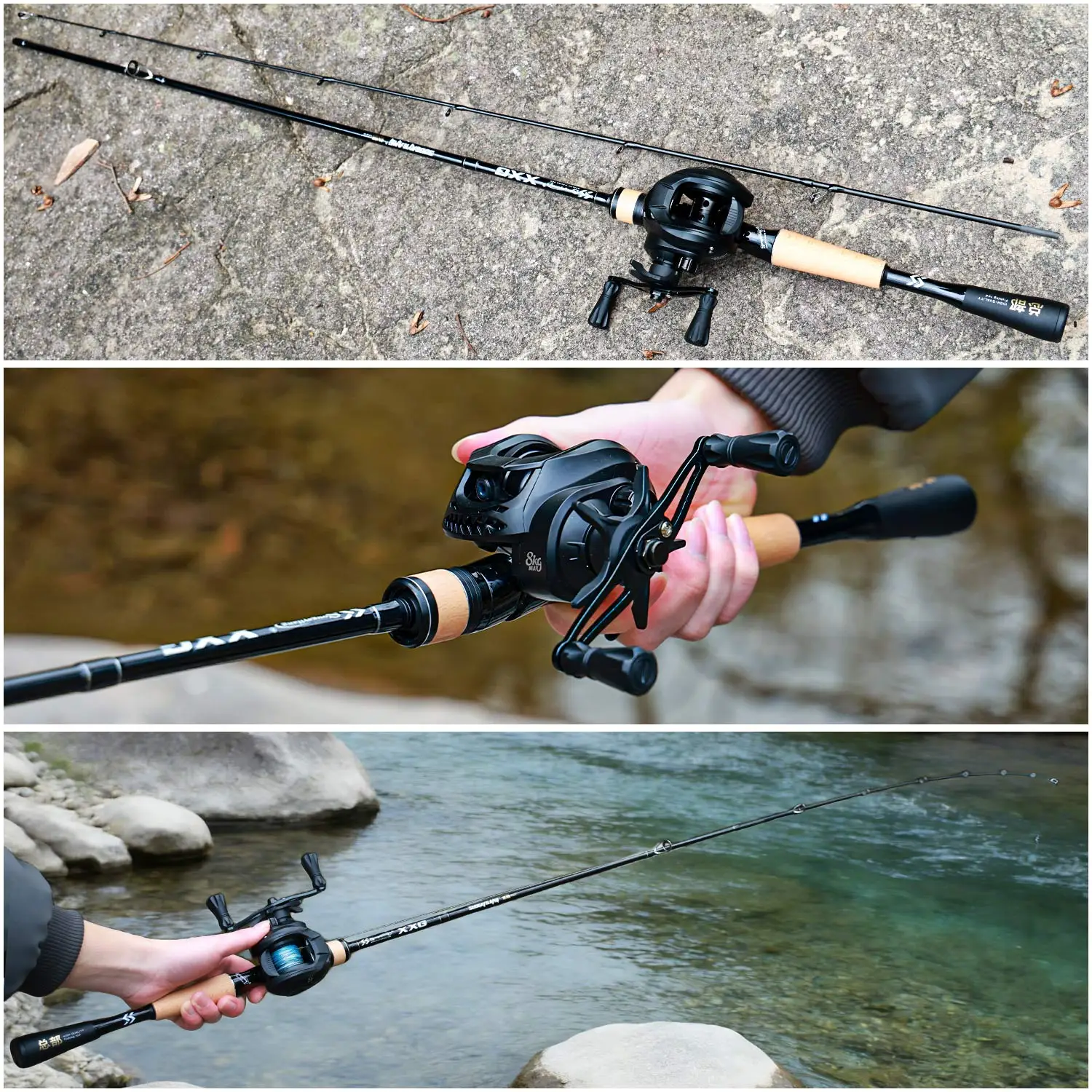 Sougayilang Angelrute und Rollen-Kombination, 1,8 m, leichte Vollcarbon-Angelrute, 6,3:1 Übersetzungsverhältnis, Baitcasting-Rolle, 8 kg maximale Zugkraft – Detail 11