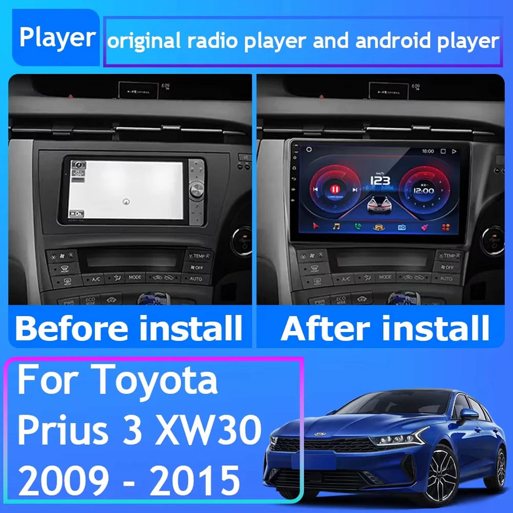 Car Radio For Toyota Prius 3 XW30 2009 - 2015 RHD Android Auto Stereo Head Unit Multimedia Player Navigation Carplay No 2din DVD