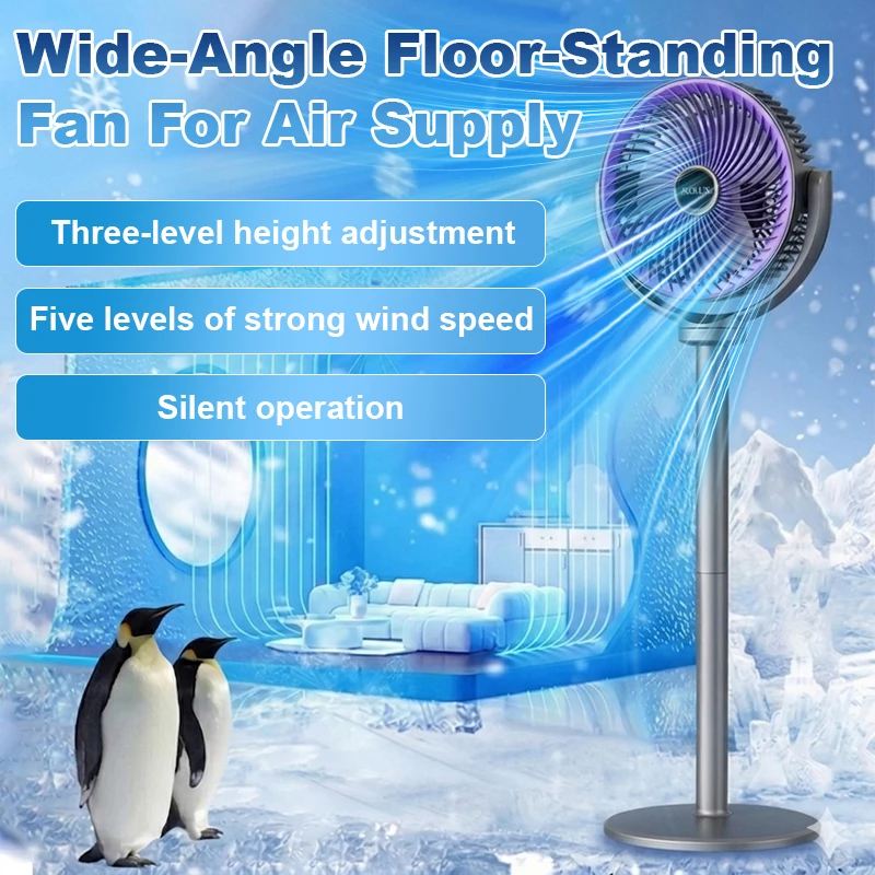 Foldable Standing Oscillating Fan USB Rechargeable Remote Control Desk Floor Fan Quiet Cooling for Home Office Dorm Bedroom