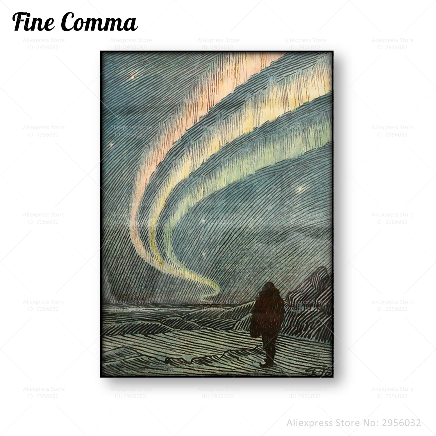 In Northern Mists Fridtjof Nansen Vintage Poster Aurora Borealis Northern Lights Celestial Wall Art Canvas Print Nordic Decor