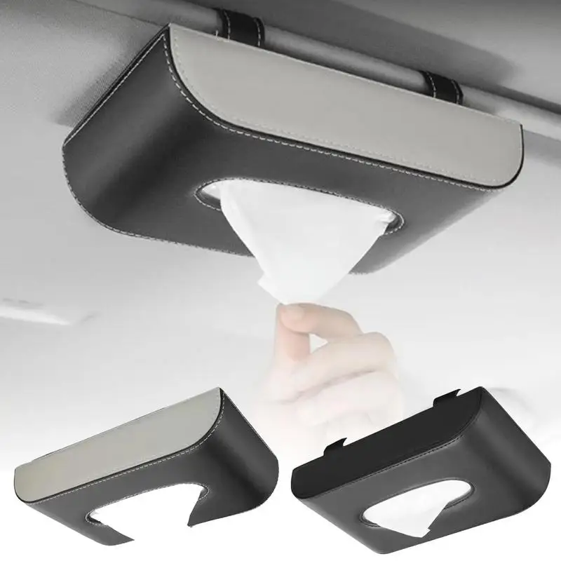 

Car Tissues Holder PU Leather Car Tissue Box Car Visor Napkin Holder PU Leather Car Tissue Storage Box Visor Backseat Tissue