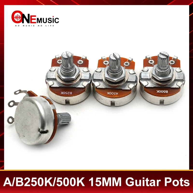 20Pcs A250K/B250K/A500K/B500K Split Shaft 15mm Guitar Volume Tone Pots Potentiometer for Electric Guitar Bass