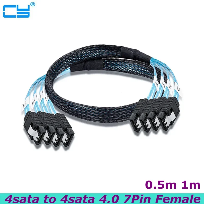 SAS 3.0  4Pcs/Set Bundle Long SATA Data-Cables Thin | Slim, Flexible, Multi, Straight 6Gbps Data with Locking Latch for Server