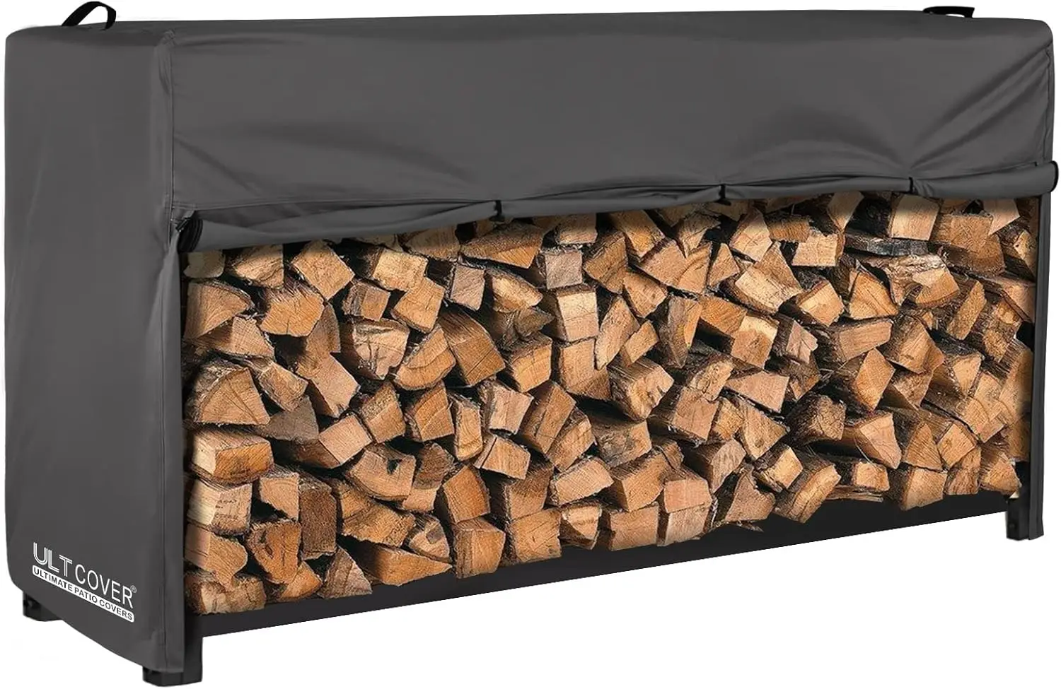 

8ft Heavy Duty Waterproof Firewood Rack Cover for Outdoor Logs Holder Stand, Black