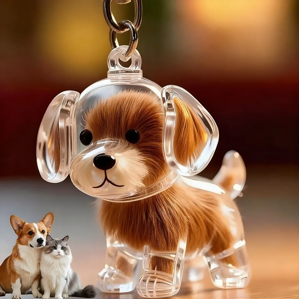 Dog Hair Storage Box Cute Keychain Bag Pendant Couple Car Key Chains Jewelry Souvenir Collection Gift Decoration Accessories
