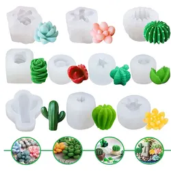 1PC DIY Succulent Silicone Candle Molds 3D Cactus Flower Plants Casting Mould for DIY Candle Fondant Soap Epoxy Resin Crafts