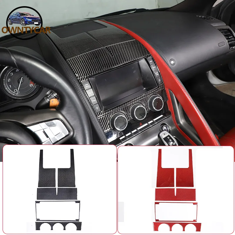 Soft Carbon Fiber For Jaguar F-TYPE 2013-22 Car Central Control Panel Air Conditioning Adjustment Panel Sticker Car Accessories