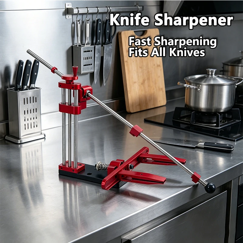 

Red Aluminum Alloy Knife Sharpener Adjustable Angle Grinding System Sharpening Stone for Kitchen Hunting Woodworking Knives