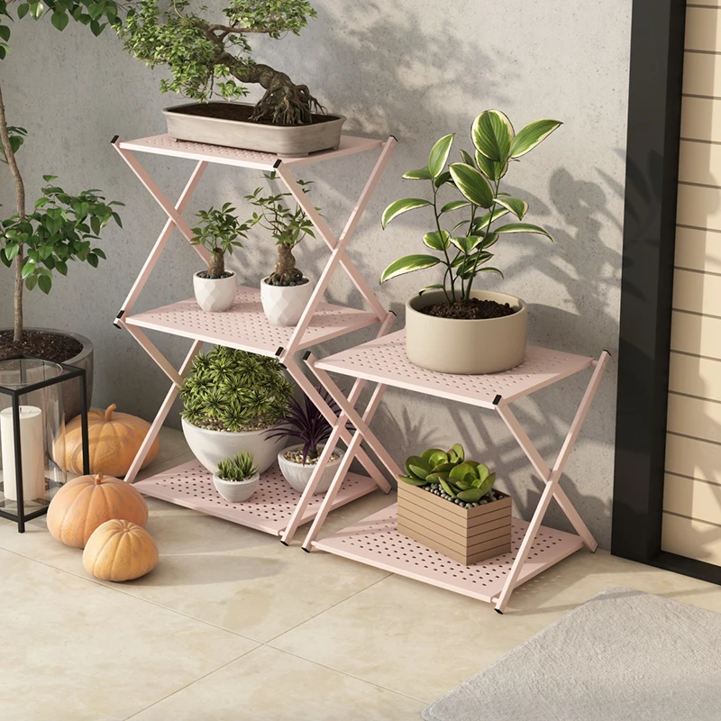 Magazine Book Newspaper Rack Outdoor Flower Rack Folding Shelf Potted Storage Rack Balcony Outdoor Plant  Simple Living Room