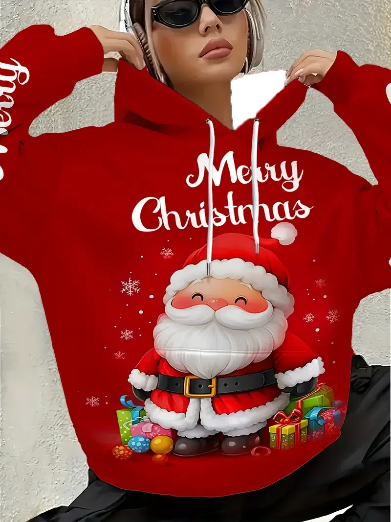 2025 秋冬 レディース クリスマス パーカー レディース プリント パーカー ファッション ブランド パーカー 速乾性と快適性