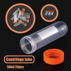 25PCS 50ML Centrifuge Tube Test Tube Vial Clear Plastic Vials Container For Laboratory Sample Specimen Storage