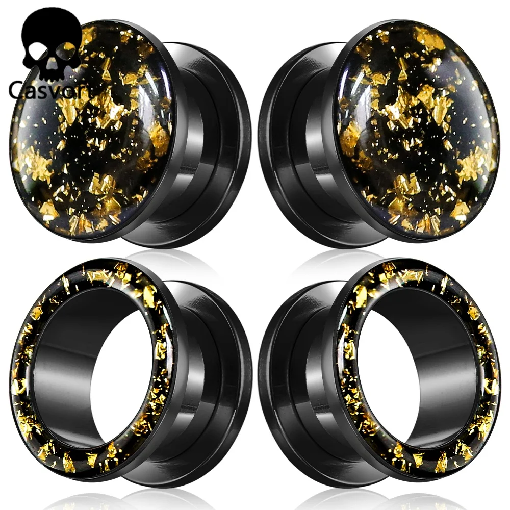 Casvort 2 Stück Edelstahl-Schraubverschluss für Körper, Ohrtunnel, Piercing, Körperschmuck, Keilrahmen, Unisex, trendig, neu, hypoallergen