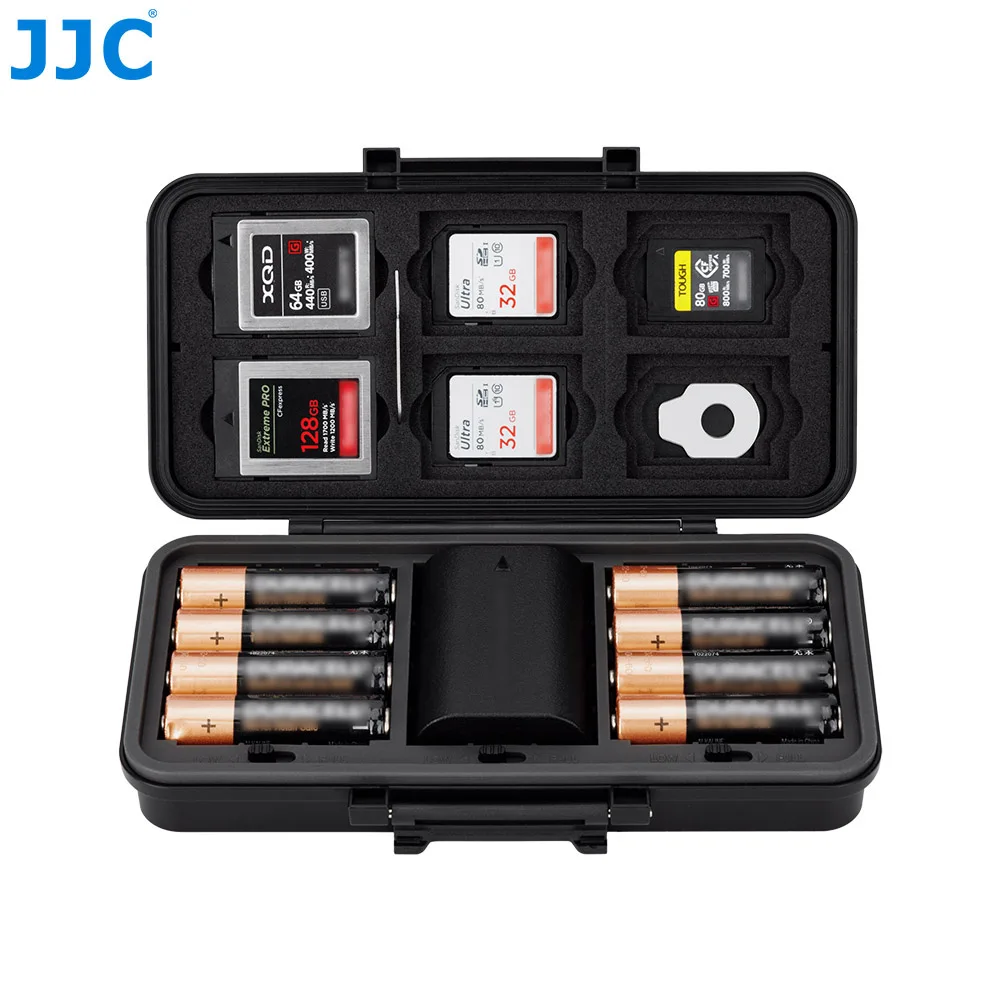 JJC Camera Battery SD Card Holder for 6 SD Cards 3 Camera Batteries 6 CFexpress Type-B XQD Card Water-resistant Anti-shock Case