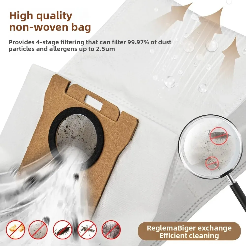 حزمة من 12 كيس مكنسة كهربائية لأكياس المكنسة الكهربائية Dreame L10s Ultra / L10 Ultra / L20 Ultra لحقيبة بديلة Xiaomi X10+