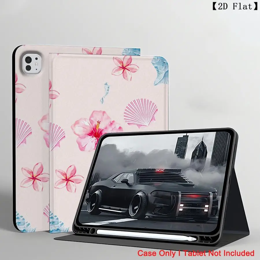 With Pencil Holder Case for Apple iPad Pro11 13 10th 7/8/9th Air 11 13 M4 M3 M2 A16 2026 Air 4/5/6th Flower Shell