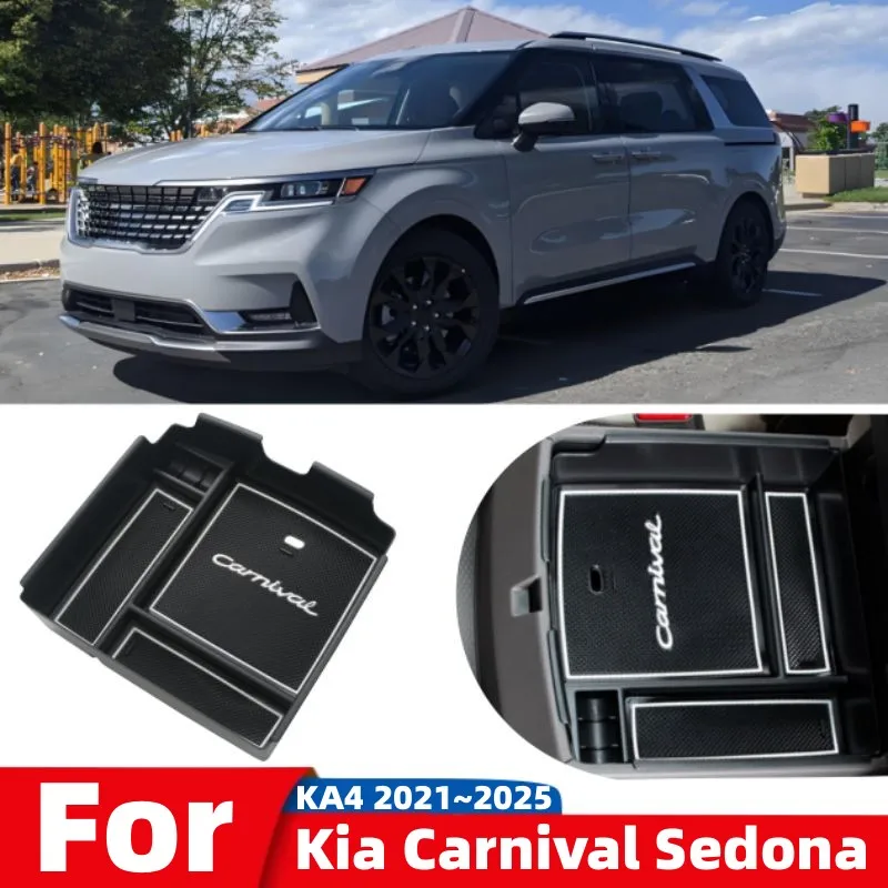 Für Kia Carnival Sedona KA4 2021 2022 2023 2024 2025 Auto Armlehne Versteckte Brieftasche Gläser Schlüssel Karte Kleinigkeiten Lagerung box Zubehör