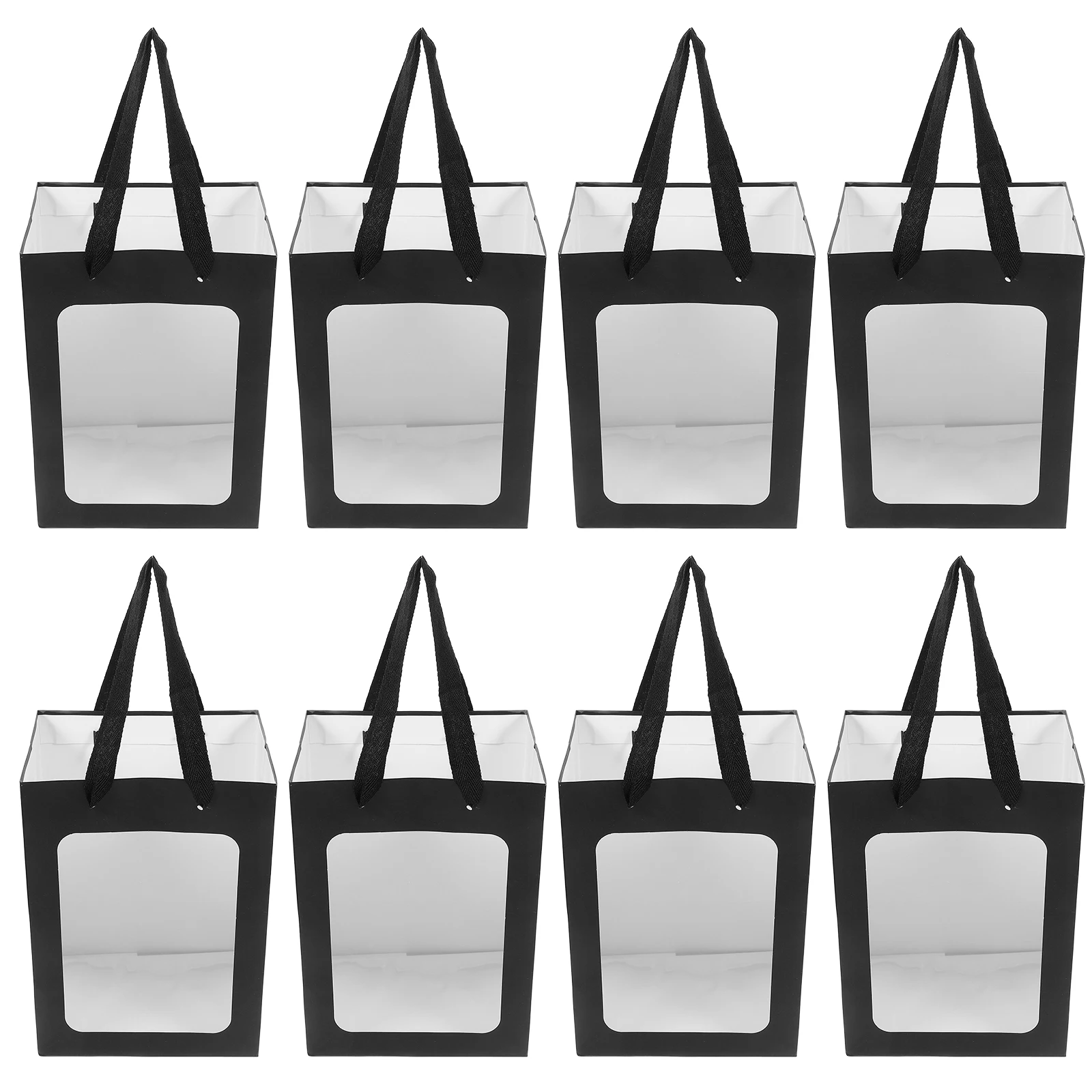 

12 Pcs Black 18x13x25cm Transparent Window Gift Tote Bag Practical Choice Enough Space For Party Wedding Presents Small Items