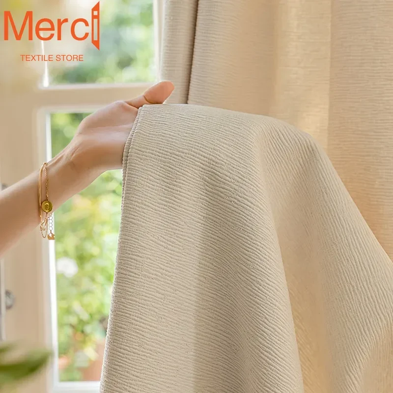 

Французские утолщенные плотные популярные шторы из ткани, современные простые хлопковые и льняные шторы для гостиной, столовой, спальни на заказ