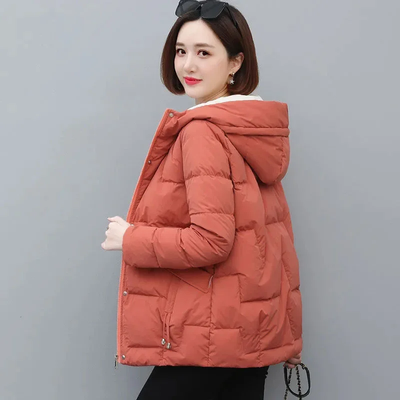 2023 New Winter Jacket Women Parkas Hooded Long Sleeved Thicken Warm Down Cotton Jacke Parka Female Outwear Overcoat