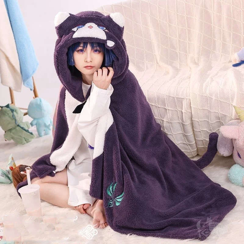 Game Genshin Impact Pajamas Nahida Scaramouche Wanderer Hutao Cosplay Unisex Homewear Sleepwear Cloak Cape Coat Blanket Shawl