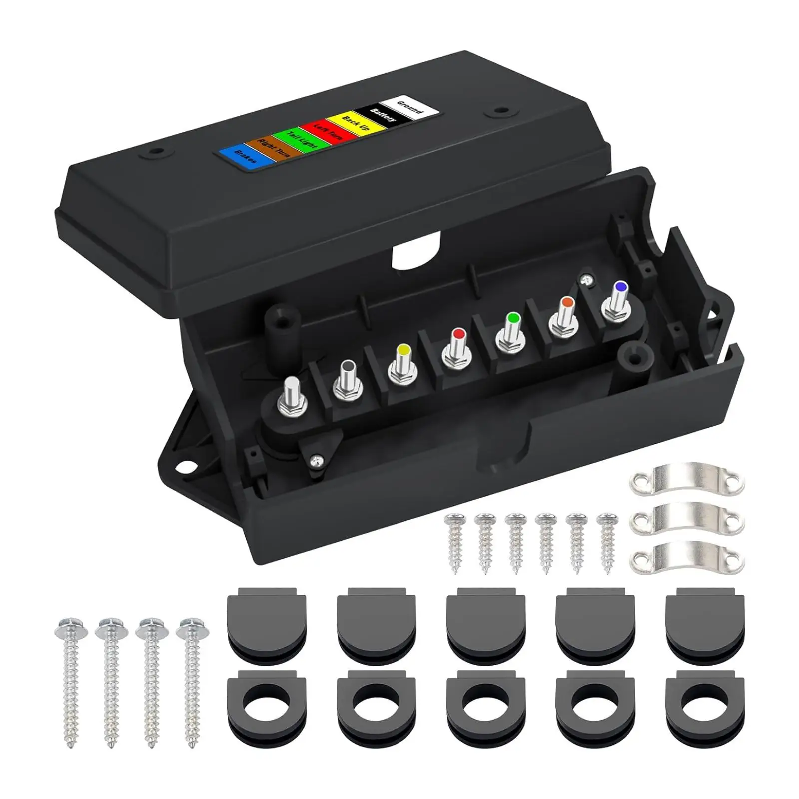 7 Way Trailer Wiring Junction Box Color Coded Upgrade Repair Electric Wires
