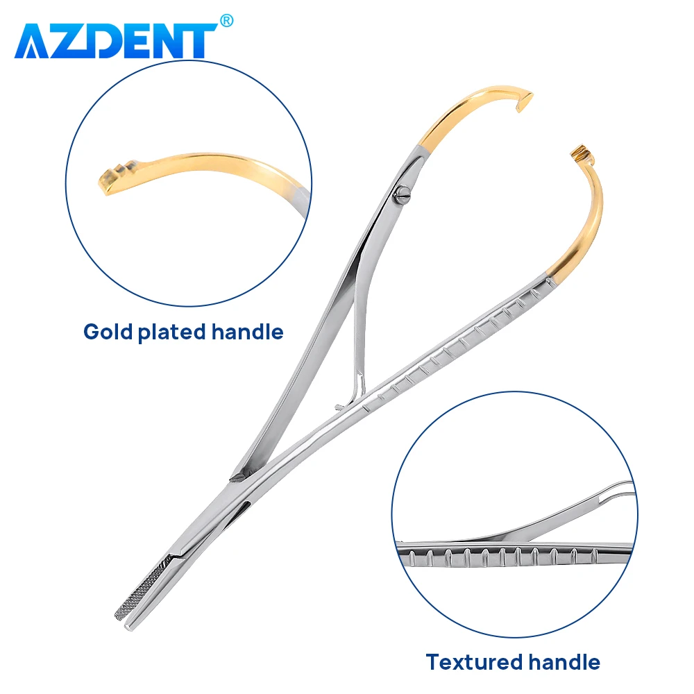 AZDENT Dental Needle Holder Tweezers Stainless Steel Forceps Orthodontic Instrument Dentist Surgical Dentistry Tools