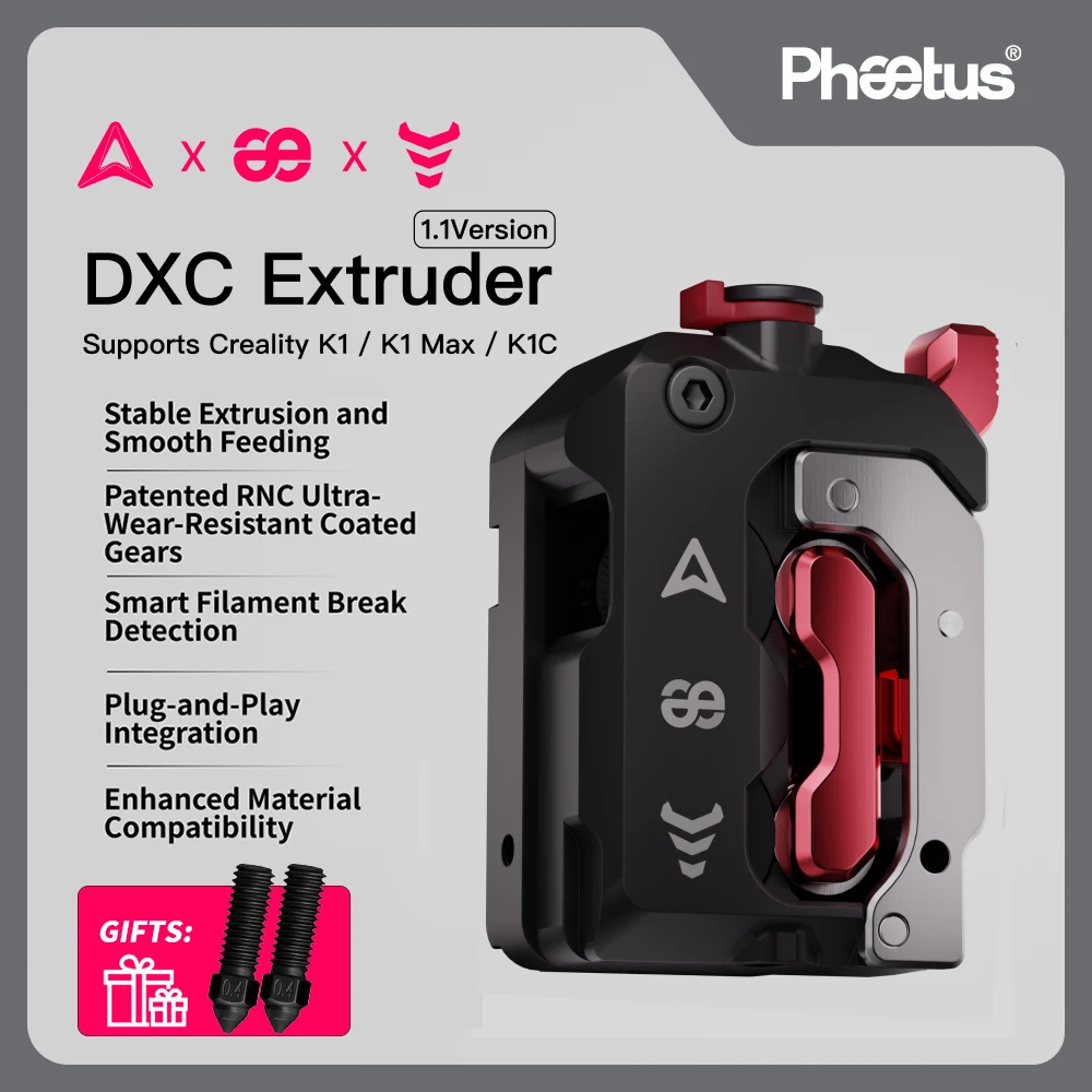 

Phaetus DXC V1.1 Upgraded Extruder Stable Extrusion and Smooth Feeding Extruder Kit for Creality K1 K1C K1MAX 3D Printers