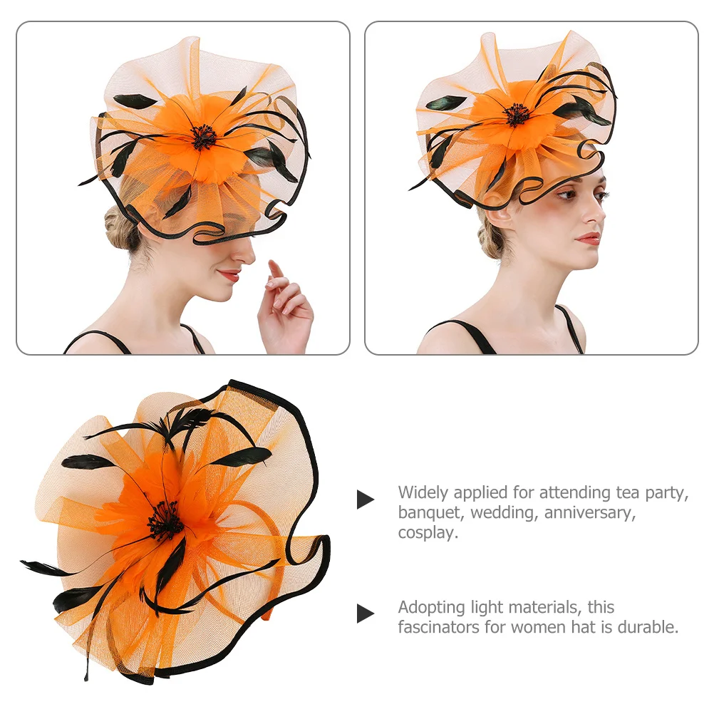 

Hairband Women Elegant Net Plume Headdress For Wedding Bride Fascinator Headband Bride Banquet Tea Party Prom