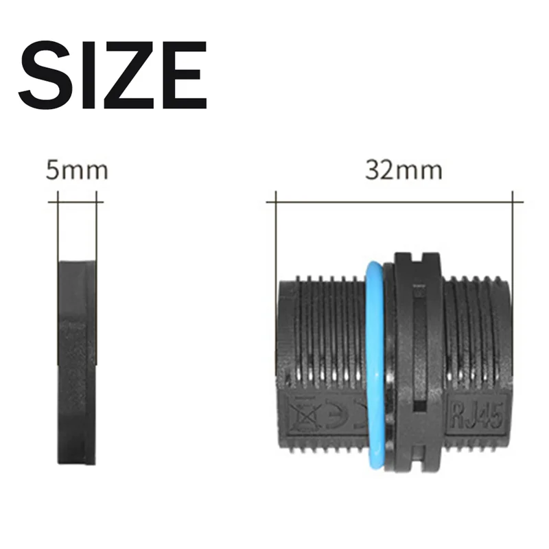 5 قطعة لوحة تصاعد RJ45 موصل مقاوم للماء إيثرنت LAN كابلات الموصلات محول مزدوج الرأس مع غطاء غبار