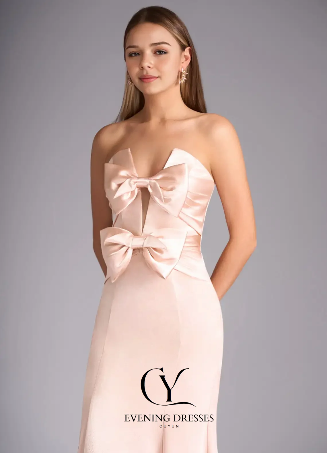 CUYUN-vestidos de noche elegantes de satén de sirena para mujer, vestido de fiesta con tirantes finos y lazo, vestido de fiesta personalizado para ocasiones especiales