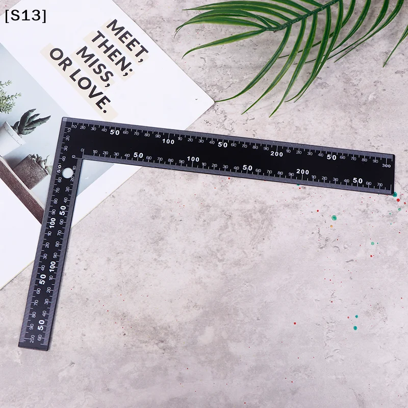 Black Right Angle Ruler90 Degree Hole Angle Ruler Industrial Grade Positioning Marking Angle Ruler Woodworking L-shaped Ruler[Q]