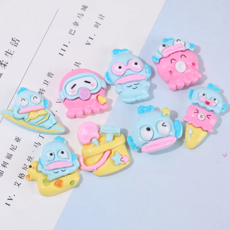 

10pcs Kawai cartoon Hangyodon bright surface Resin Scrapbook Diy Jewelry Hairpin Headrope Decoration Crafts 3D stickers Gifts