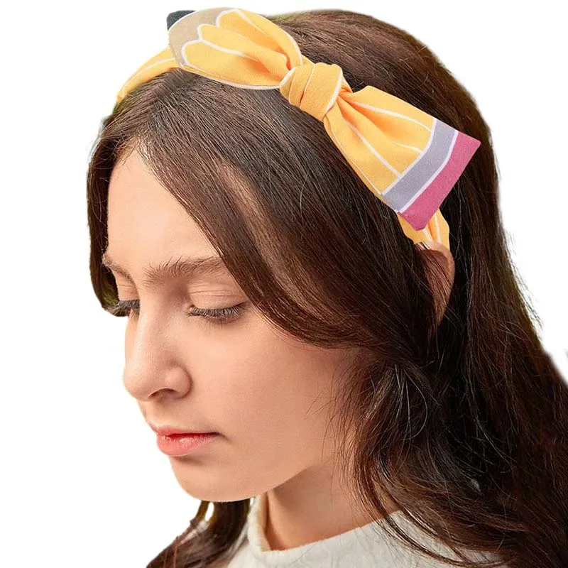 Oaoleer 2Pcs Back To School Hairband Hair Bows Clip For Baby Girl Cute Pencil Printed Hairpin Hairgrip Kids Headwear Accessories