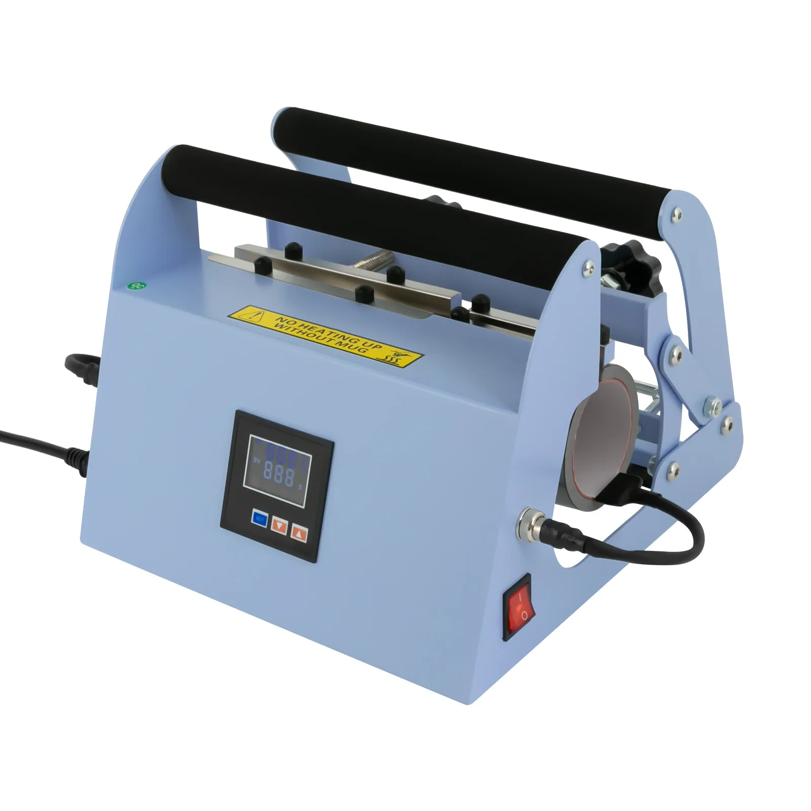 Pressa di calore manuale per bicchiere fai-da-te da 500 W, tazza per auto, pressa per tazza, macchina di calore, temperatura e tempo regolabili