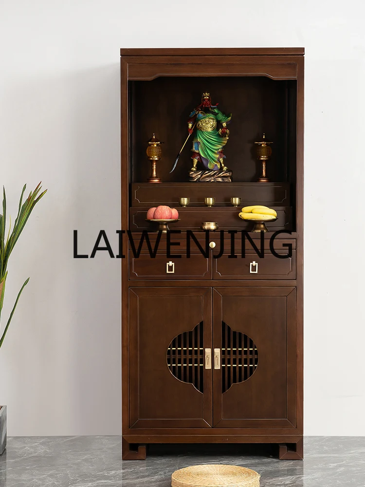 RWJ Clothes Closet Solid Wood Vertical Guanyin Guan Gong Shrine Home God of Wealth Altar