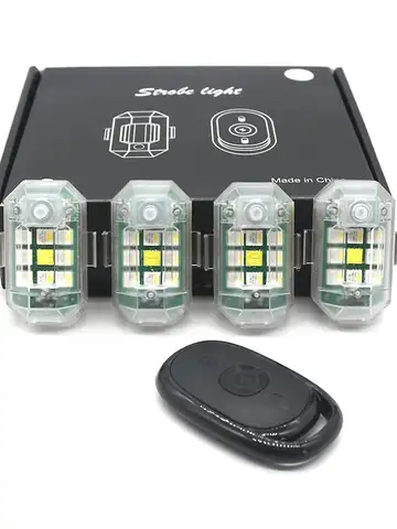 1/2/4Pc luces remotas para motocicleta RC Drone LED Flash luz inalámbrica para RC ala fija avión helicóptero luces de advertencia
