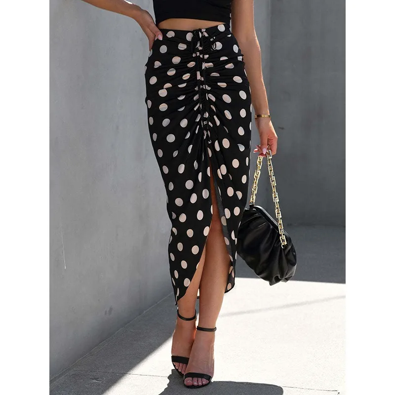 

Tinaa Black White Polka Dot Midi Skirt for Women 2026 Vintage Skinny Elastic Waist Birthday Party Elegant Skirts 161426