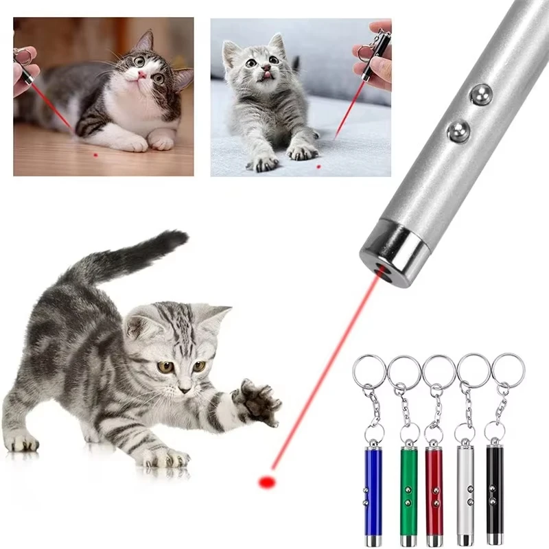 Mini Cat Dog Fun Pointer Red Light Laser LED Training Torch Pet Toys Pen 2-In-1 Cat Pet Toy Red Laser Light LED Pointer