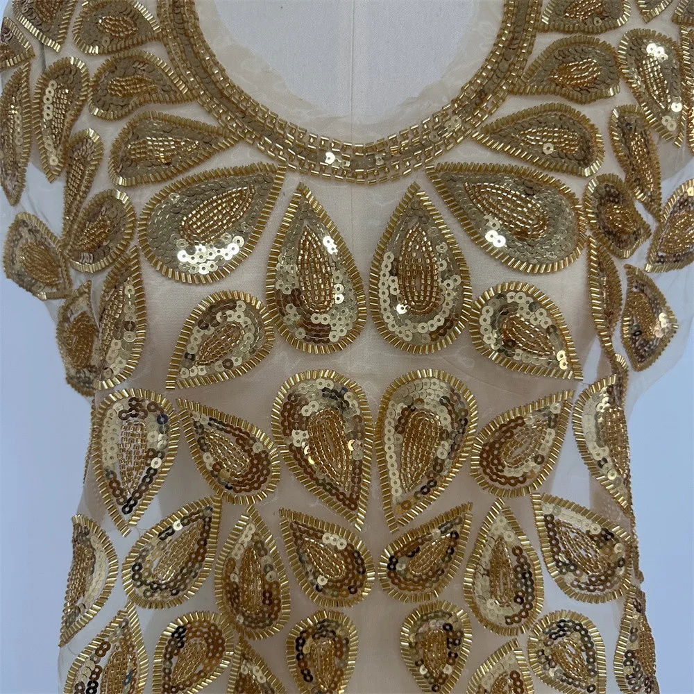 جديد لامعة مطرزة الذهب والفضة الأسود التطريز الحدود صافي الدانتيل طوق بقع #6