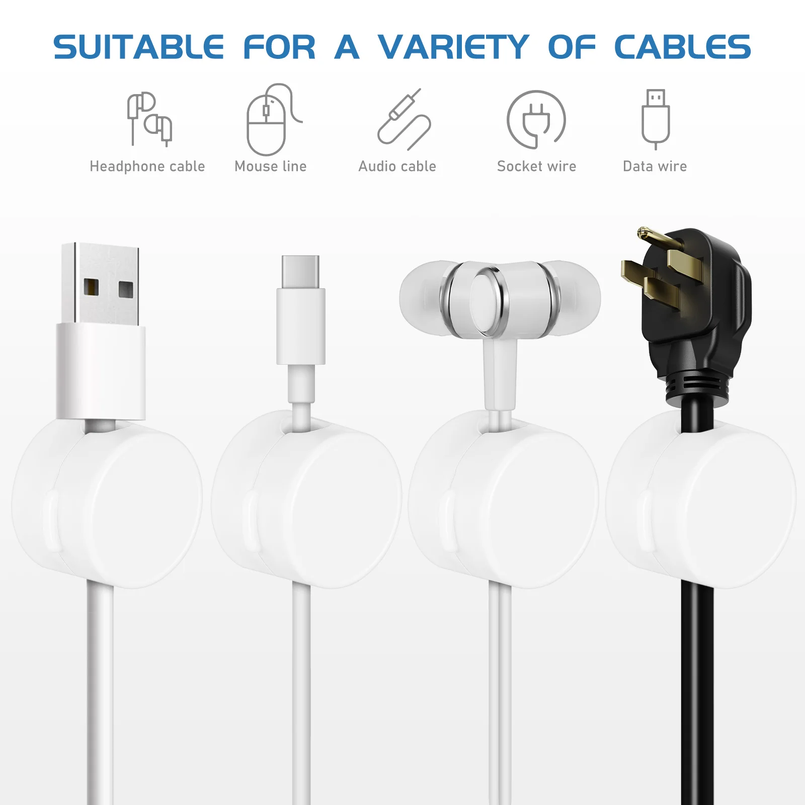 

6Pcs Cord Holders Magnetic Clips Adhesive Cable Organizers For Tangle-Free USB And Charging Cords