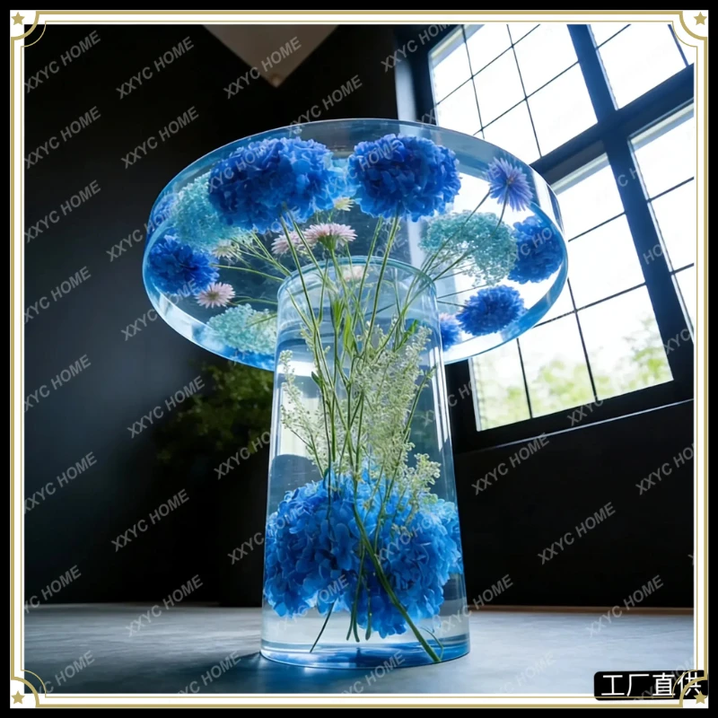 X-S Transparent epoxy resin round edge few living room light luxury artistic custom furniture HG