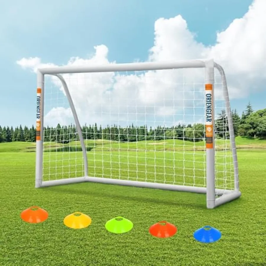 

Soccer Goal for Backyard, Steel Frame, Black, Portable with Carry Bag and Training Discs