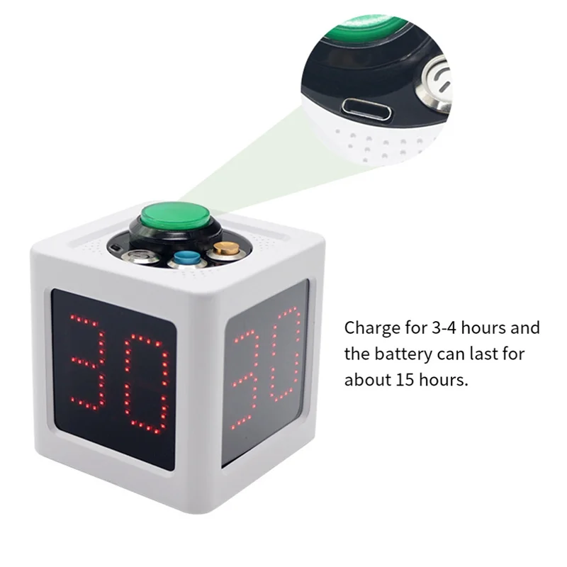 

Cube Timer 1.4In 4 Sided For Chess And Card Competition Countdown Timer Digital Shot Countdown Stopwatch WHITE