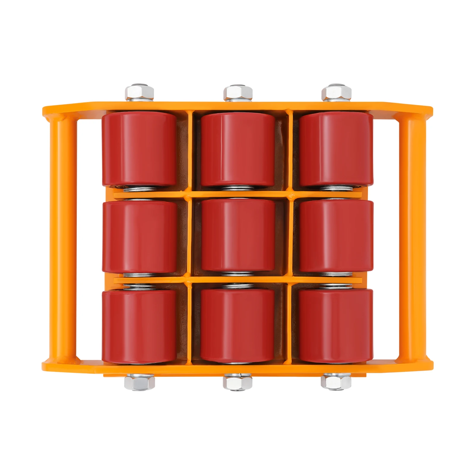 

15 Ton Heavy Duty Machinery Mover - Alloy Steel Roller Skates with 9 PU Wheels for Industrial Equipment Moving (Yellow)