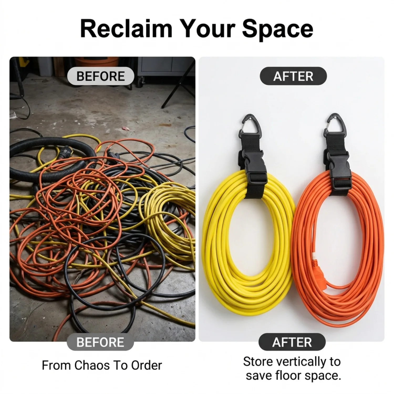 1/4PCS Adjustable Heavy Duty Garden Hose Extension Cord Organizer Reusable Hanging Strap Cable Management Tie for Garage Worksho