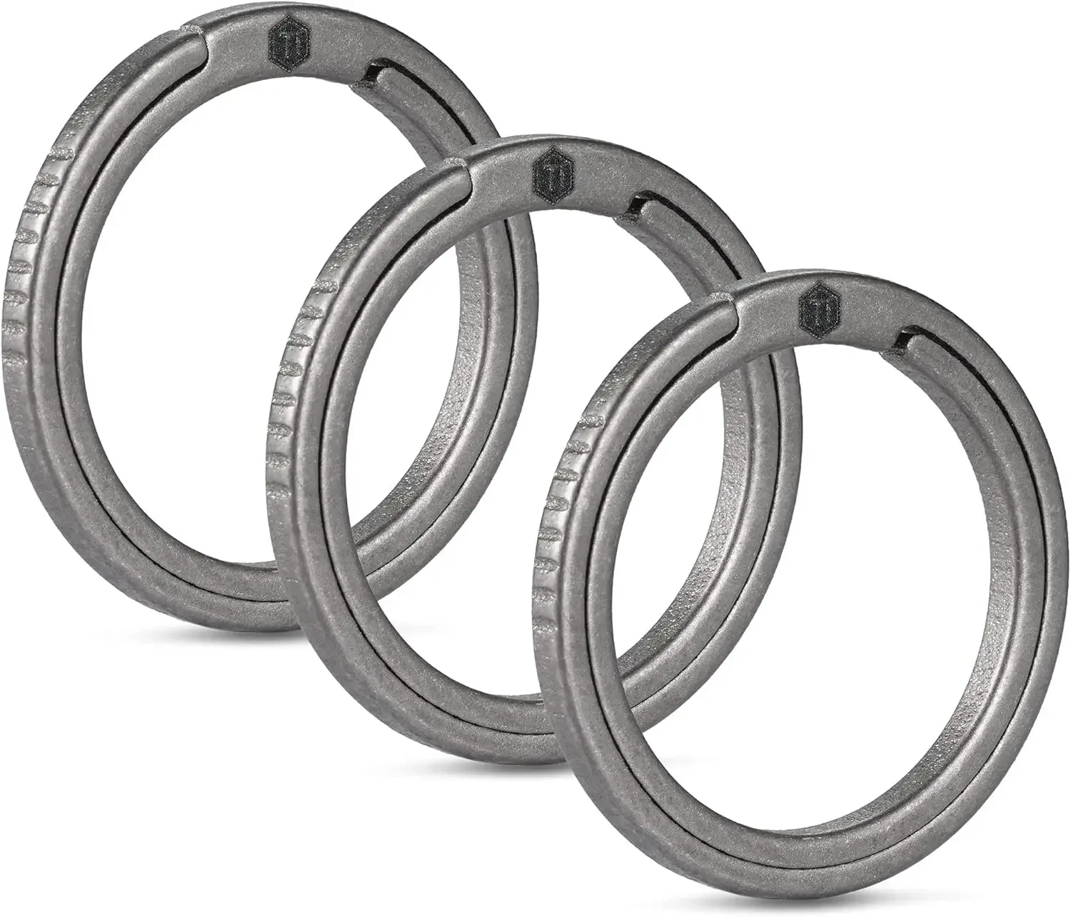 KeyUnity KA08 Titanium Flat Key Rings (3 Sizes: 33/25/17.5mm) - Side Push Quick Release Split Ring for EDC, Keys, Tools & Dog Ta