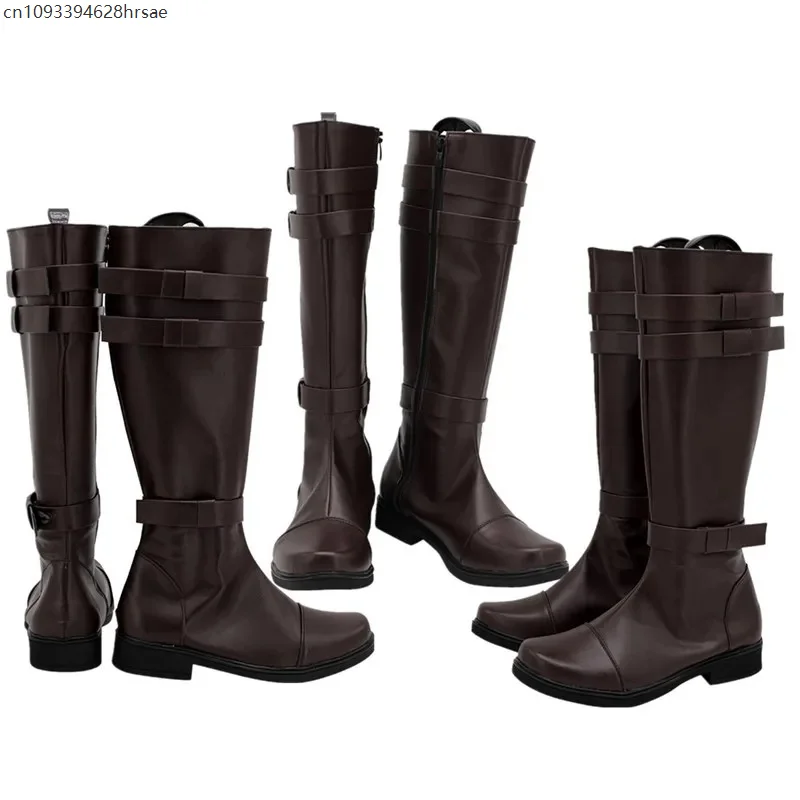 

Adult Men Knight Boots Leather Warrior Movie Anime Cosplay Costume Pirate Shoes Knee High Footwear Halloween Costume
